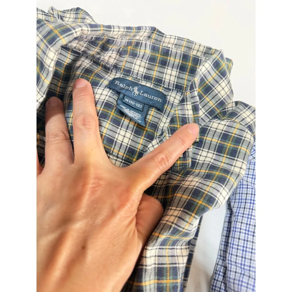Ralph Lauren Button down Shirt Kids Boys Medium 10-12 School Casual Plaid Check
